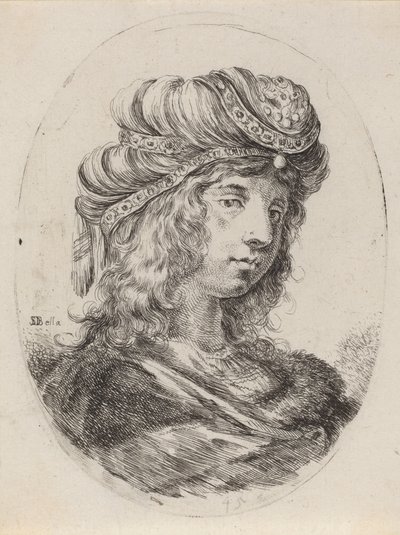 Sułtanka w turbanie z paskami, zwrócona w prawo, 16491650. autorstwa Stefano della Bella