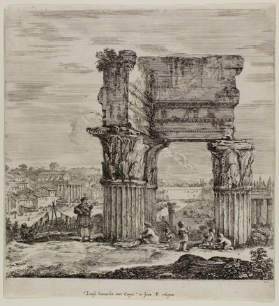 Świątynia Zgody i Forum Romanum autorstwa Stefano della Bella
