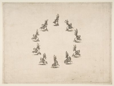 Dziesięciu kawalerzystów tworzących krąg, 1652. autorstwa Stefano della Bella