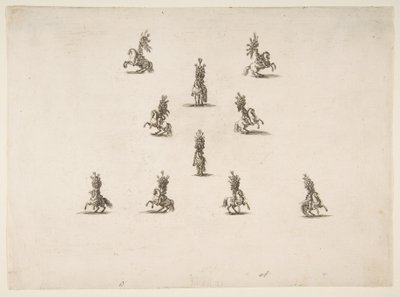 Dziesięć kawalerzystów, w tym pięć tworzących V, 1652. autorstwa Stefano della Bella