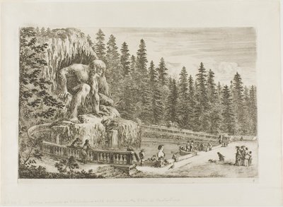 Kolosalna statua Apeninów, z widoków Villa di Pratolino autorstwa Stefano della Bella