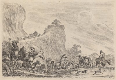 Wyjazd Jakuba do Egiptu, prawdopodobnie 1647. autorstwa Stefano della Bella