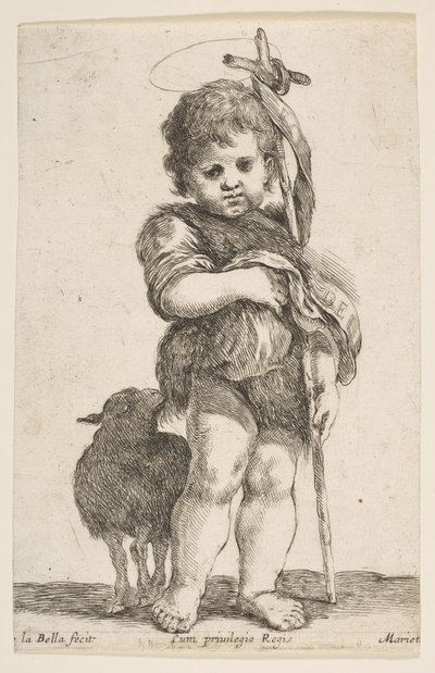 Dzieciątko św. Jan Chrzciciel trzymający szatę, ok. godz. 1649. autorstwa Stefano della Bella