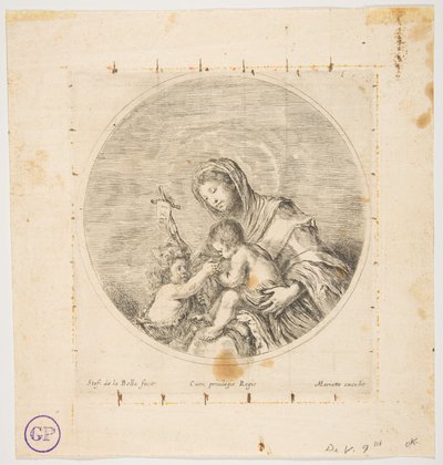 Madonna z Dzieciątkiem ze św. Janem, kompozycja okrągła, ok. 1641. autorstwa Stefano della Bella