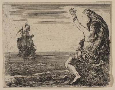 Tezeusz i Ariadna z „Gry w mitologię” Jeu de la Mythologie, 1644. autorstwa Stefano della Bella