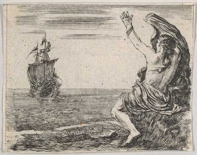 Tezeusz i Ariadna z Game of Mythology Jeu de la Mythologie, 1644. autorstwa Stefano della Bella