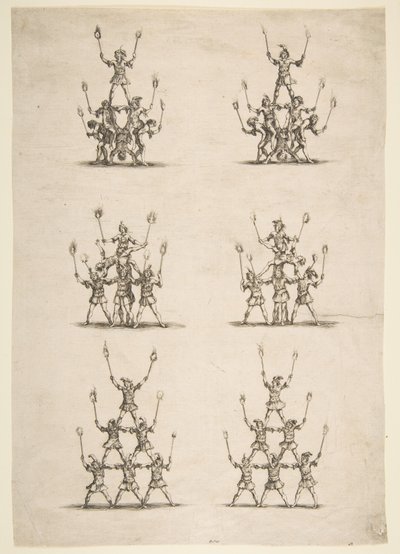 36 akrobatów w sześciu grupach, 1652. autorstwa Stefano della Bella