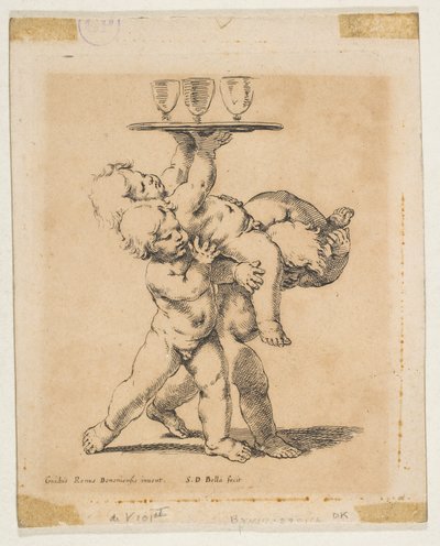 Troje dzieci z tacą, ca. 1638. autorstwa Stefano della Bella