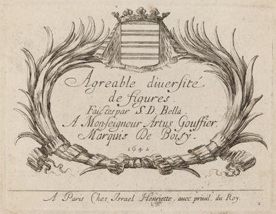 Strona tytułowa dla Agreable Diversity of Figures, 1642. autorstwa Stefano della Bella