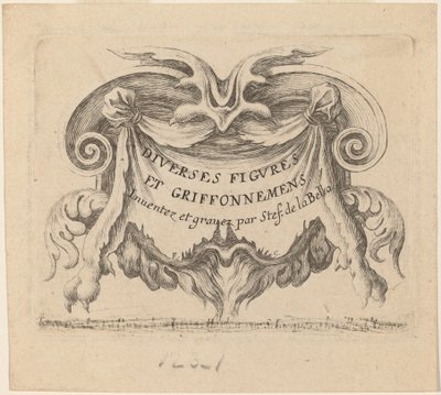 Strona tytułowa dla różnych figurek i gryzmołów, 1646. autorstwa Stefano della Bella