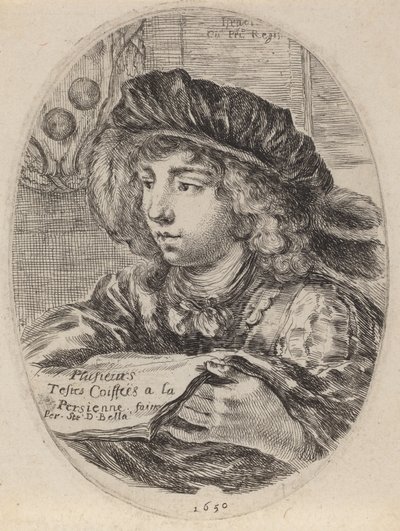 Strona tytułowa dla kilku głów zwieńczonych Luwrem, 1650. autorstwa Stefano della Bella