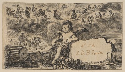 Strona tytułowa: Kupidyn, z Game of Mythology Jeu de la Mythologie, 1644. autorstwa Stefano della Bella