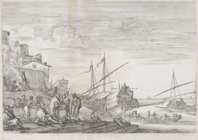 Dwa galery w porcie Livorno Port w Livorno (tytuł serii) Vues de port de Livourne (tytuł serii) autorstwa Stefano della Bella