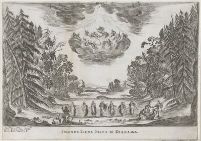 Scena tweedowa: het bos van Diana Druga scena lasu Diany (tytuł na obiekcie) Liberetto ter ere van de bruiloft van Ferdinando II de