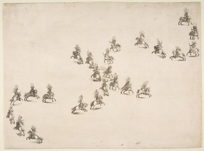 Dwudziestu czterech kawalerzystów tworzą podwójne S, 1652. autorstwa Stefano della Bella