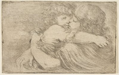 Dwoje dzieci w objęciach, ca. 1662. autorstwa Stefano della Bella