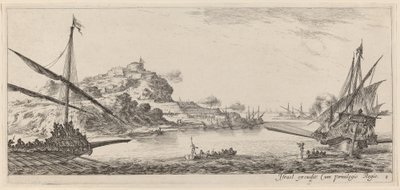 Dwie galery i ich wodniaki w roku 1647 lub wcześniej. autorstwa Stefano della Bella
