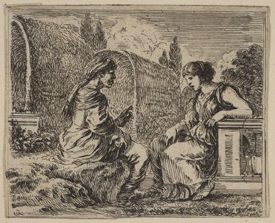 Vertumnus i Pomona z Game of Mythology Jeu de la Mythologie, 1644. autorstwa Stefano della Bella