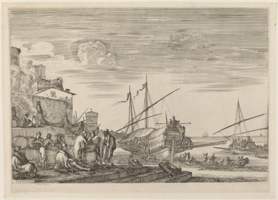 Widok kilku domów z widokiem na port autorstwa Stefano della Bella