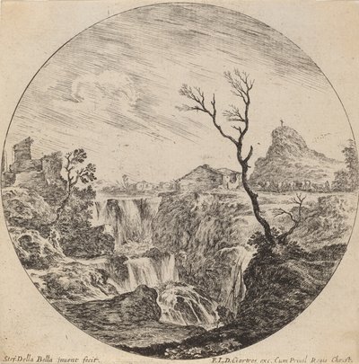 Wodospad z trzema poziomami, 1646. autorstwa Stefano della Bella
