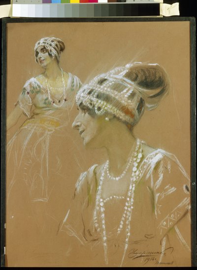 Portret baletnicy Vera Fokina (1886-1958). (Portret baletnicy V. Fokiny). Praca Stepana Fiodorowicza Czuprinenko (1870-?), pastel na tekturze autorstwa Stepan Fyodorovich Chuprinenko