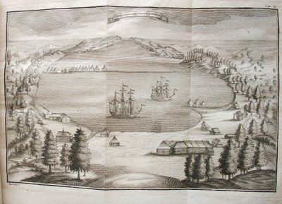 Widok na port w Pietropawłowsku, 1755 autorstwa Stepan Petrovich Krasheninnikov