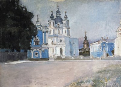 Le couvent Smolny a Saint Petersburg (klasztor Smolny w Sankt Petersburgu) - Obraz Stepana Pietrowicza Jaremicha (1869-1938/1939) - Olej na płótnie, początek XX wieku, Sztuka rosyjska, początek XX wieku - Państwowy Ermitaż, Sankt Petersburg autorstwa Stepan Yaremich
