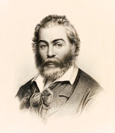 Frontyspis z wydania „Liście trawy” z 1860 roku zbioru poezji amerykańskiego poety Walta Whitmana autorstwa Stephen Alonzo Schoff