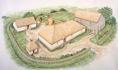 South Manor, średniowieczna wioska Wharram Percy, North Yorkshire, XIII wiek ok. 2000 roku autorstwa Stephen Conlin