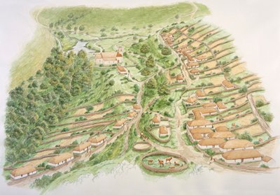 Średniowieczna wioska Wharram Percy, North Yorkshire, XIII wiek c2000s autorstwa Stephen Conlin