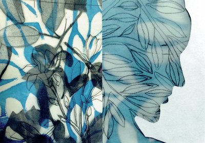La Foret IX, 2017 (monoprint i kolaż) autorstwa Stephen Dow