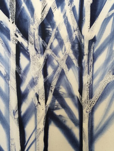 Drzewo II, 2016 (wosk na tkaninie) autorstwa Stephen Dow