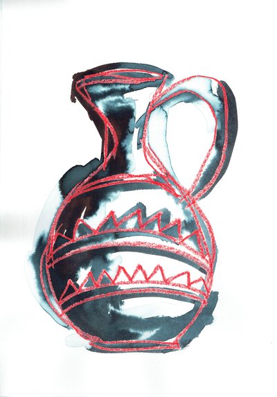 Vessel V, 2016 (pastel olejny i barwnik do tkanin na papierze) autorstwa Stephen Dow