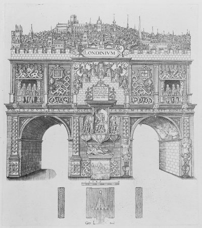 Łuk triumfalny, rycina Williama Kipa, 1604 r. autorstwa Stephen Harrison