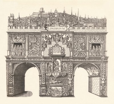 Łuk Triumfalny wzniesiony na cześć króla Jakuba Wejście do i przejazd przez Londyn, 1604, autorstwa Stephen Harrison
