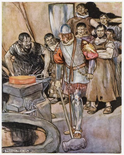 Ilustracja do Zygfryda pogromcy smoków (kolor lito) autorstwa Stephen Reid