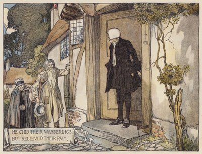 Ilustracja do The Deserted Village autorstwa Olivera Goldsmitha (kolorowa litografia) autorstwa Stephen Reid