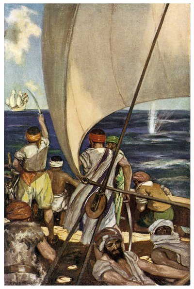 Przedstawienie barbarzyńskich piratów na Morzu Śródziemnym Ilustracja Stephena Reida (1873-1948) w „Księdze piratów” Henry