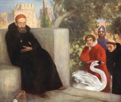 Święty Hugo z Lincoln i łabędź (kolor lito) autorstwa Stephen Reid