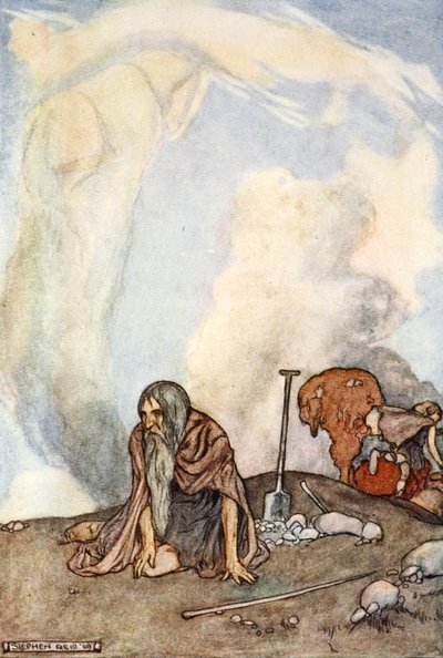 „Biały rumak zniknął im z oczu jak wieniec z mgły”, ok. 1910. autorstwa Stephen Reid
