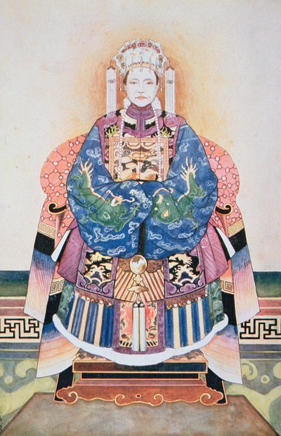 Tzu-Hsi, po chińskim rysunku (akwarela na papierze) autorstwa Stephen Reid