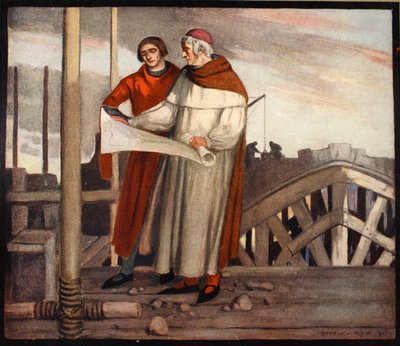 William of Wykeham, ilustracja z „Potężnej armii” Winifred M. Letts, wyd. 1912 (kolor lito) autorstwa Stephen Reid