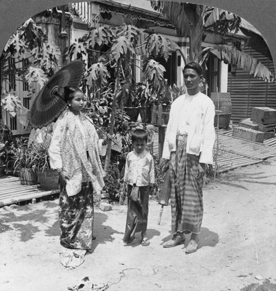 Rodzina birmańska, Rangun, Birma, 1908 autorstwa Stereo Travel Co