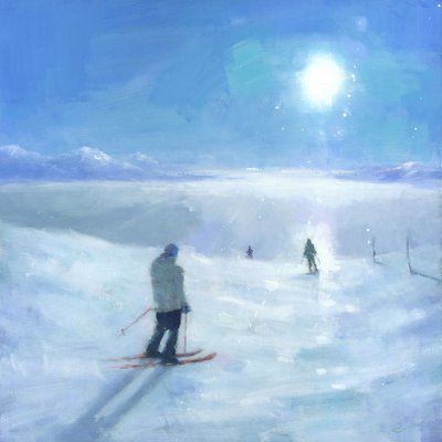 Narciarstwo w Sunny Mountain autorstwa Steve Mitchell