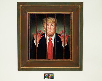 Trump skazany, 2020 (olej na panelu) autorstwa Steven Skollar