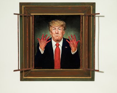 Trump oskarżony, 2020 (olej na desce) autorstwa Steven Skollar
