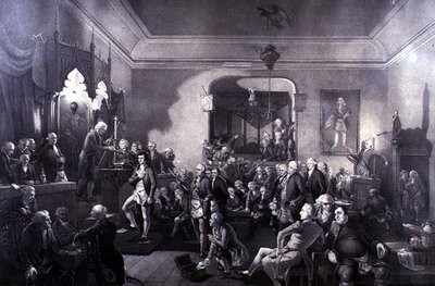 Inauguracja Roberta Burnsa (1759-96) jako laureata poety w loży Canongate w Edynburgu autorstwa Stewart Watson