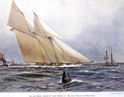 Wyścig żeglarski: Żaglówka „”Meteor IV”” – akwarela Willy Stower autorstwa Willy Stoewer 