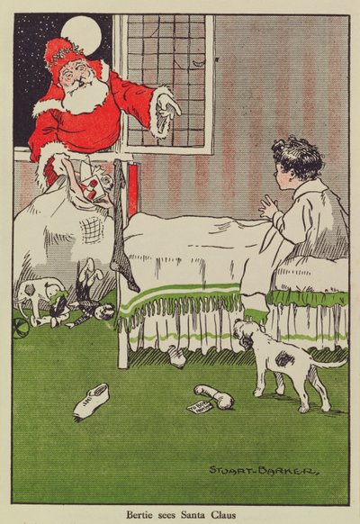 Bertie widzi Świętego Mikołaja, ilustrację książkową autorstwa Stuart Barker