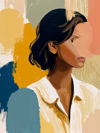 Kolorowy portret abstrakcyjny autorstwa Studio Palette